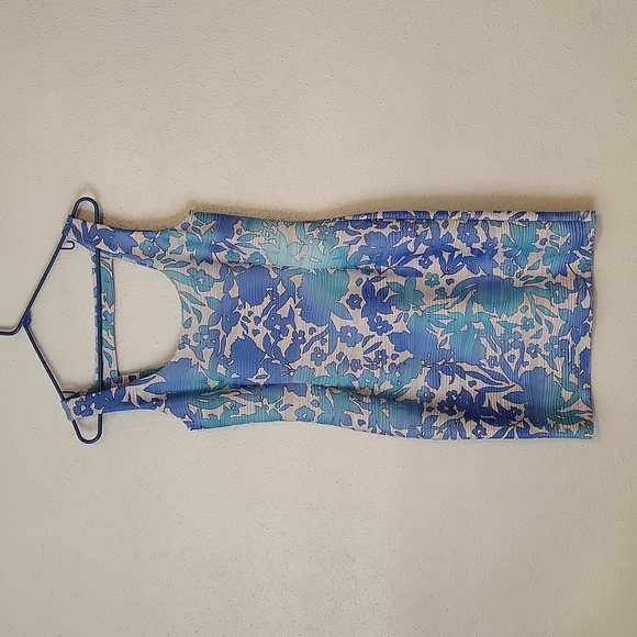 Blue and White Floral Bodycon Dress - Picture 1 of 4
